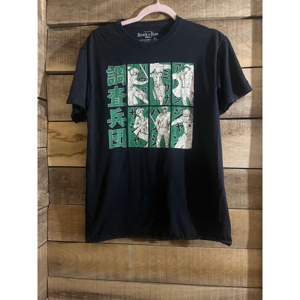 Attack  Titan Final Season Shirt Mens Medium Black Green Graphic Ripple Junction